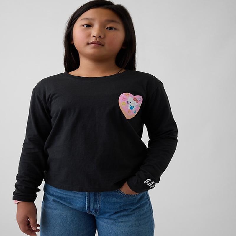 Kids Hello Kitty Oversized Graphic T-Shirt - Black