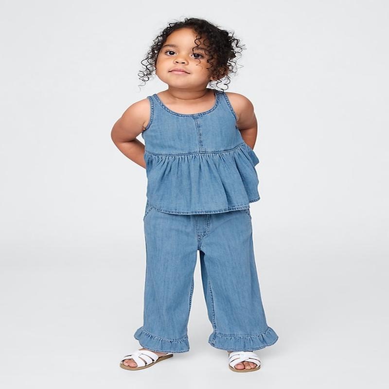 Baby & Toddler Denim Ruffle Outfit Set - Medium Wash