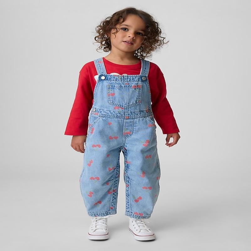 Baby & Toddler Heart Horseshoe Overalls - Medium Wash