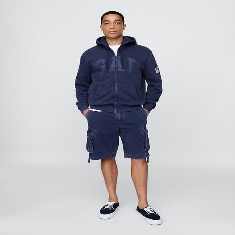 Twill Cargo Baggy Shorts - Navy Blue