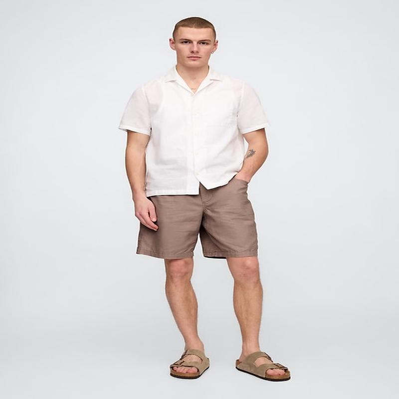 9\" Linen-Cotton Easy Shorts - Mountain Trail