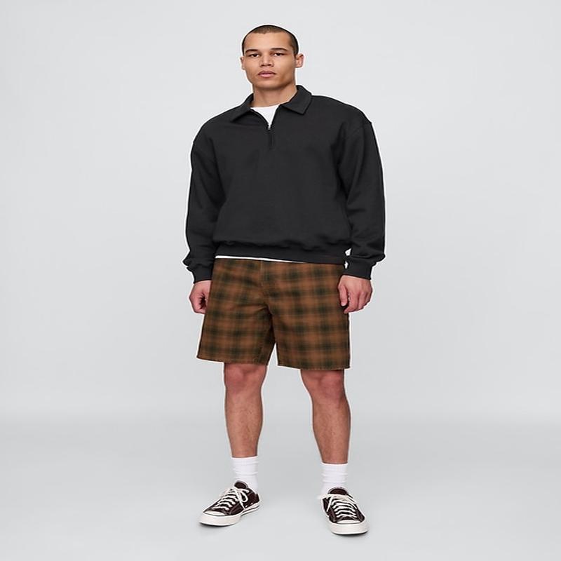 Plaid Canvas Shorts - Khaki Plaid