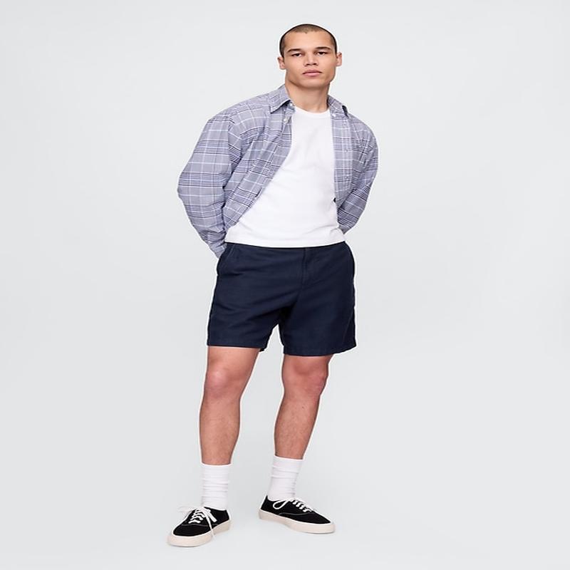 8\" Linen-Cotton Shorts - New Classic Navy
