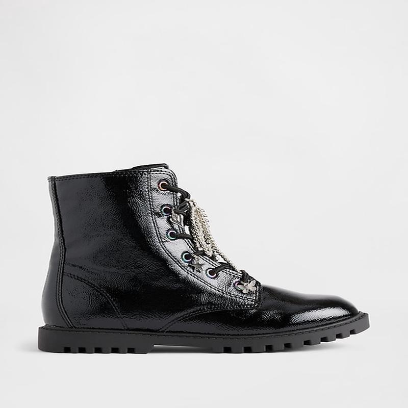 Kids Charm Lace-Up Boots - True Black