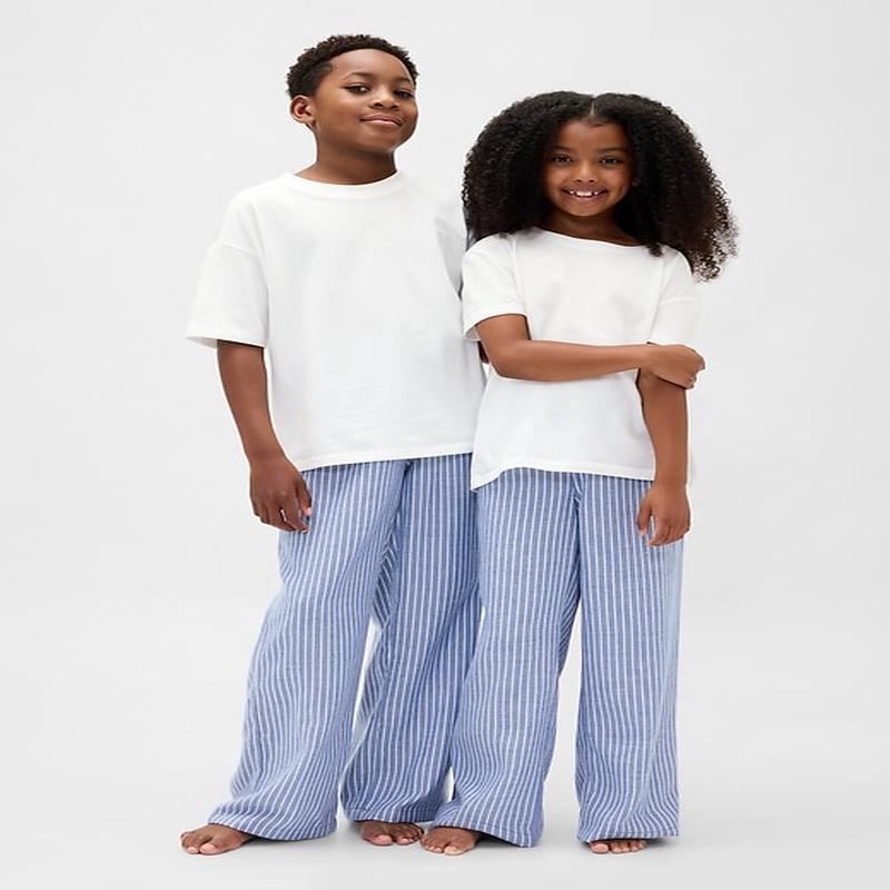 Kids Recycled Flannel PJ Pants - Blue Pinstripe