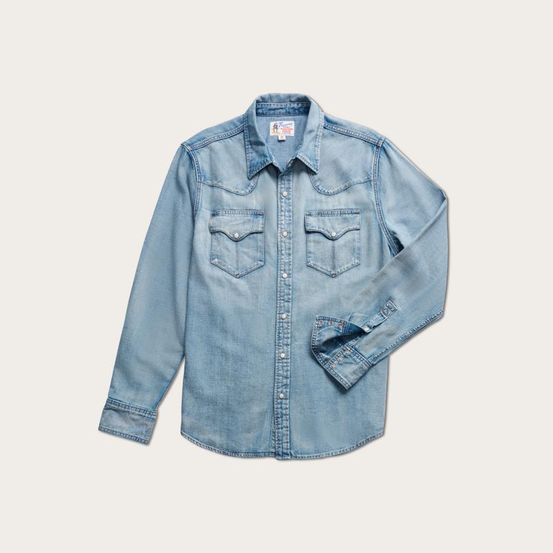 Men\'s Denim Long Sleeve Pearl Snap